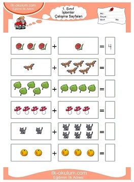 Çocuklar İçin toplam işlemi yaprak testleri 